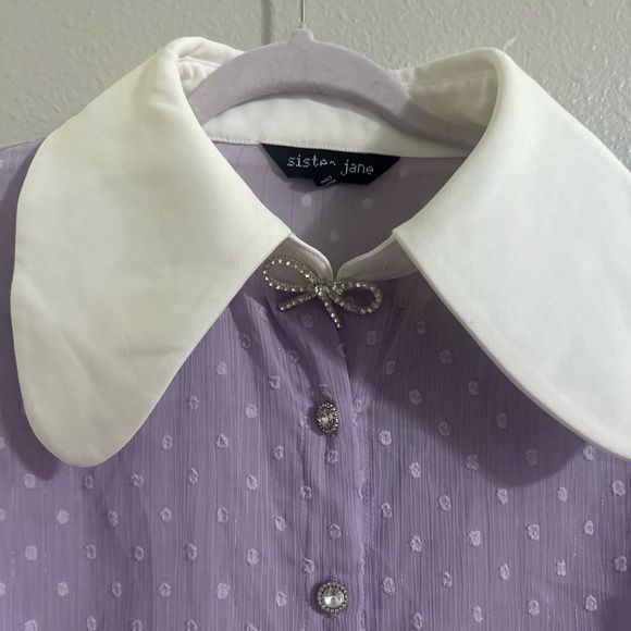 Sister Jane Lavender Blouse with White Collar - Picture 3 of 15